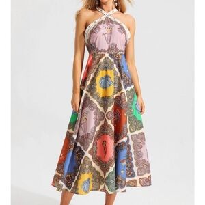 Multicolor Halter Neck Maxi Dress